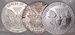 1987/1988/1989 1 oz American Silver Eagle Dollar 0.999 Silver Lot of 3