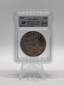1987 American Silver Eagle ICG MS70 Initial Production, signed