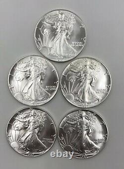 1987 American Silver Eagle Lot Of 5 Coins Gem-chbu