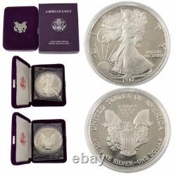 1987-S American Silver Eagle Proof 1 Oz. 999 Silver OGP Box & Case
