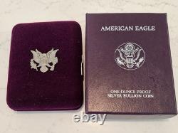 1987-S American Silver Eagle Proof 1 Oz. 999 Silver OGP Box & Case