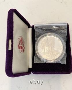 1987-S American Silver Eagle Proof 1 Oz. 999 Silver OGP Box & Case