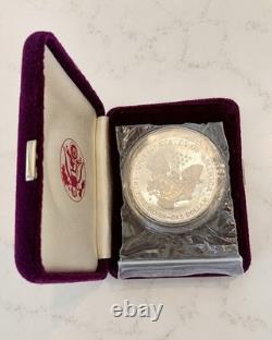 1987-S American Silver Eagle Proof 1 Oz. 999 Silver OGP Box & Case