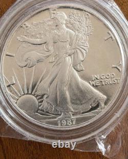 1987-S American Silver Eagle Proof 1 Oz. 999 Silver OGP Box & Case