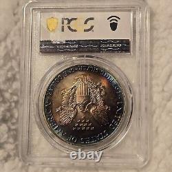1987 S Toned American Silver Eagle $1 PCGS MS65 MONSTER Toning. Both Sides