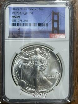 1987 (s) Silver Eagle? $1 Ngc Ms69 Rarestruck At San Franciscobridge Label