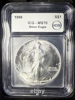 1988 American Silver Eagle MS70 ICG Beautiful Coin