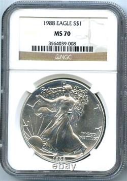 1988 American Silver Eagle NGC MS70 Lustrous Beauty Low POP? MINT