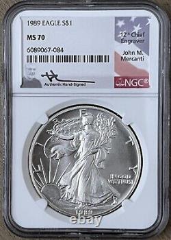 1989 1 oz. 999 Silver Eagle US $1 NGC MS70 Mercanti