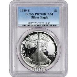 1989-S American Proof Silver Eagle Coin PCGS PR70 DCAM