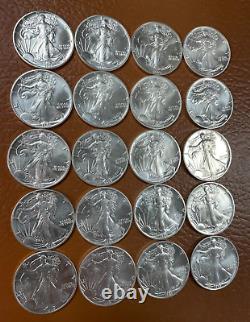 1989 Tube / Roll of 20 BU American Silver Eagle 1 oz Silver Coins US Mint