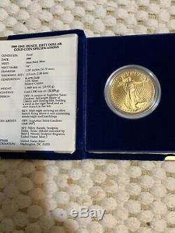 1989-W American Gold Eagle Proof 1 oz $50 in Original Mint Packaging One Oz Gold