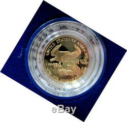 1990 1/10 ounce $5 Gem Proof Gold American Eagle w Box + COA Mint Mirror Proof