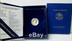 1990 1/10 ounce $5 Gem Proof Gold American Eagle w Box + COA Mint Mirror Proof