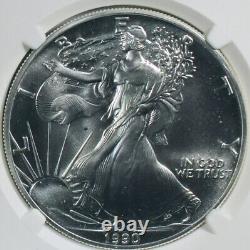 1990 American Silver Eagle Mint Error Obverse Struck Through NGC MS-69