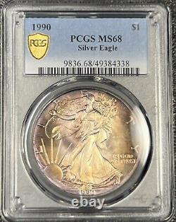 1990 MS68 American Silver Eagle Toned PCGS