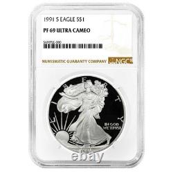 1991-S $1 1-oz Proof American Silver Eagle NGC PF69UC Brown Label