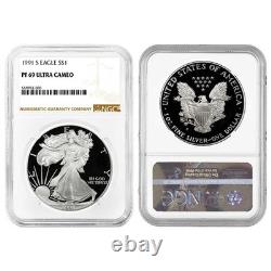 1991-S $1 1-oz Proof American Silver Eagle NGC PF69UC Brown Label