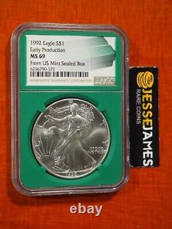 1992 Silver Eagle Ngc Ms69 Early Production From Us Mint Sealed Box Rare