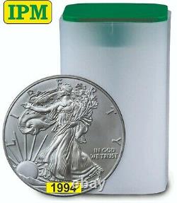 1994 1oz American Silver Eagles $1 BU Coins Lot, Tube, Roll of 20