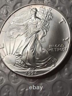 1994 American Silver Eagle ASE Tube Fresh No Milky Spots Pristine. 999 Silver