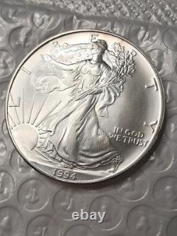 1994 American Silver Eagle ASE Tube Fresh No Milky Spots Pristine. 999 Silver
