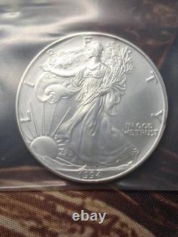 1994 American Silver Eagle ASE Tube Fresh No Milky Spots Pristine. 999 Silver
