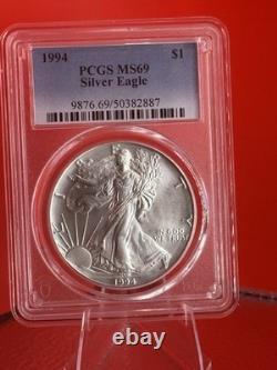 1994 Silver Eagle Pcgs Ms69 Lot Of 4 Coins