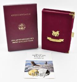 1995 5-Coin Proof American Eagle Set 10 Anniversary Box & COA NO COINS