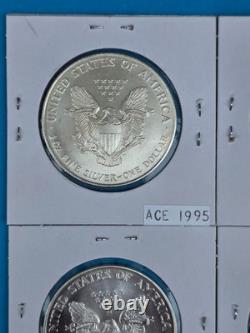 1995 Silver American Eagle Set of 4 Coins BU 1 Oz Coin $1 Uncirculated Brilliant