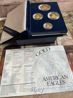 1995-W PROOF AMERICAN GOLD EAGLE 1.85 oz. 4- MINT COIN SET & BOX & COA