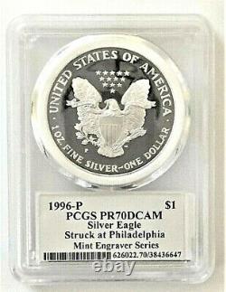 1995-p To 2000-p Mint Engraver Silver Eagles-pcgs Pr70-mercanti-sequenced Series