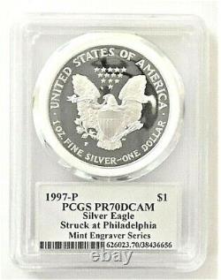 1995-p To 2000-p Mint Engraver Silver Eagles-pcgs Pr70-mercanti-sequenced Series