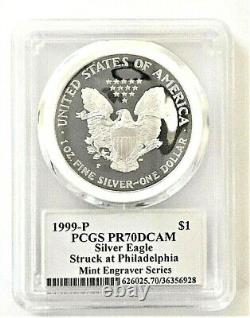 1995-p To 2000-p Mint Engraver Silver Eagles-pcgs Pr70-mercanti-sequenced Series