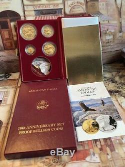 1995w Proof American Gold Eagle 5-coin Set Mint Box, Coa, Gold Foil No Silver Coin