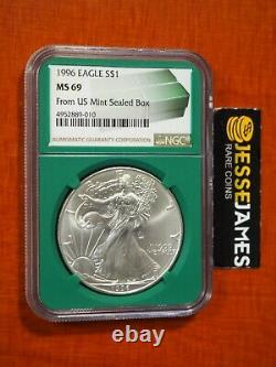 1996 $1 American Silver Eagle Ngc Ms69 From Us Mint Sealed Box Label Green Core