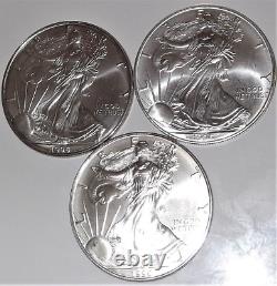 1996 Silver Eagles UNC Lot of 3