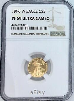 1996 W 1/10 oz Proof Gold American Eagle PF-69 NGC Ultra Cameo Coin G$5 WP Mint