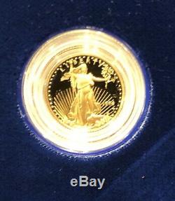 1996 W Proof American Gold Eagle 1/10 oz $5 West Point Mint Case Box & COA