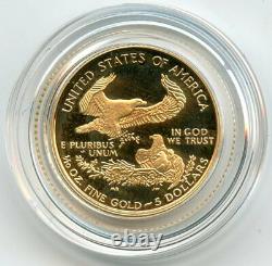 1997 American Eagle $5 Proof Gold Coin 1/10 oz West Point US Mint OGP BT521