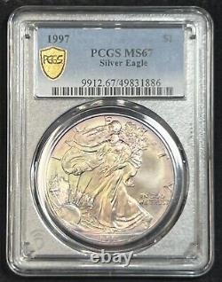 1997 MS67 Silver Eagle Rainbow Toned PCGS