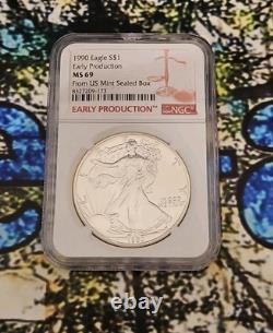 1997 Silver Eagle EARLY PRODUCTION Struck In 1996 MS69 From US Mint Sealed Box