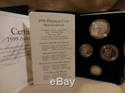 1999-W Platinum American Eagle Proof Four-Coin Set 1.85 oz. With Mint Box Case CoA
