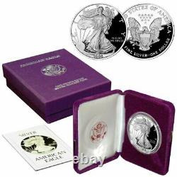 (1) 1986 S 1oz US American Silver Eagle $1 Dollar Proof Bullion Coin withBox & COA