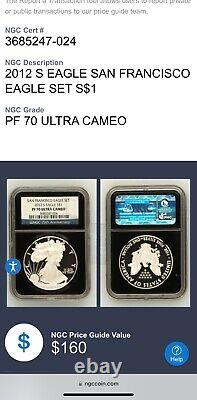 1 of 431 Rare! 2012 S Proof $1 Silver Eagle NGC PF70 UC San Francisco Mint