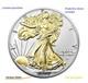 1 Oz- Am Silver Eagle$1(bu) /24kt Gold Gilded + In Holder (different Dates)