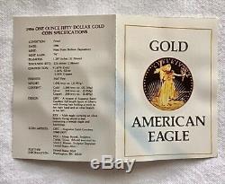 1st Mintage 1986 US Mint $50 1 oz Gold Eagle Proof Coin US Mint Presentation Box