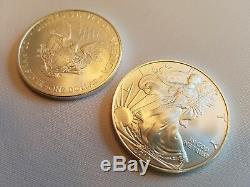 1x 2010 Mint Tube Roll of 20.999 1 oz BU Silver American Eagle Coins