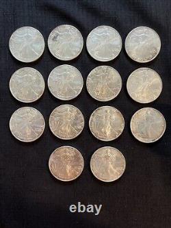 2000 Silver American Eagle. 1oz Silver. LOT OF 14 COINS SEE PHOTOS