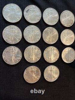 2000 Silver American Eagle. 1oz Silver. LOT OF 14 COINS SEE PHOTOS